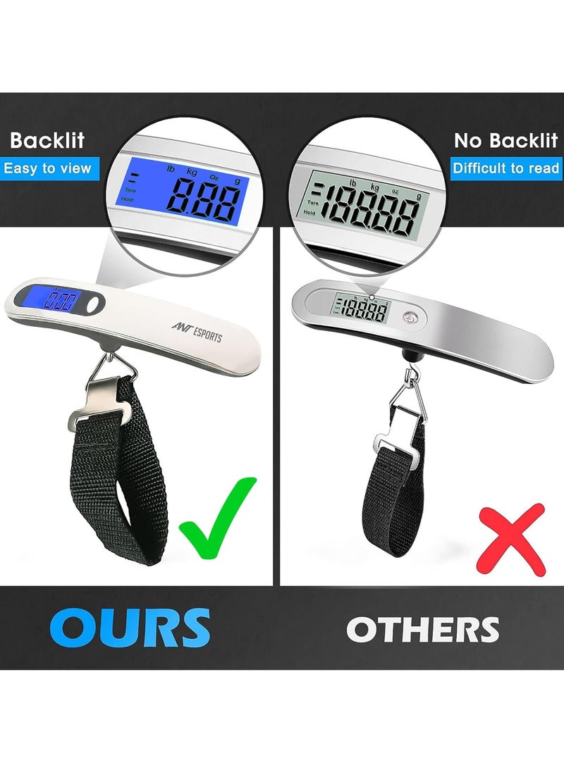 ANT Esports - AELS020 Portable Digital Weighing Scale | 50KG Maximum Capacity | Tare Function | Auto On/Off Feature | Overload Indicator | Low Battery Warning | LED Backlit Display | Durable Strap and Stainless Steel Hook | Versatile Weight Measurements - Image 1
