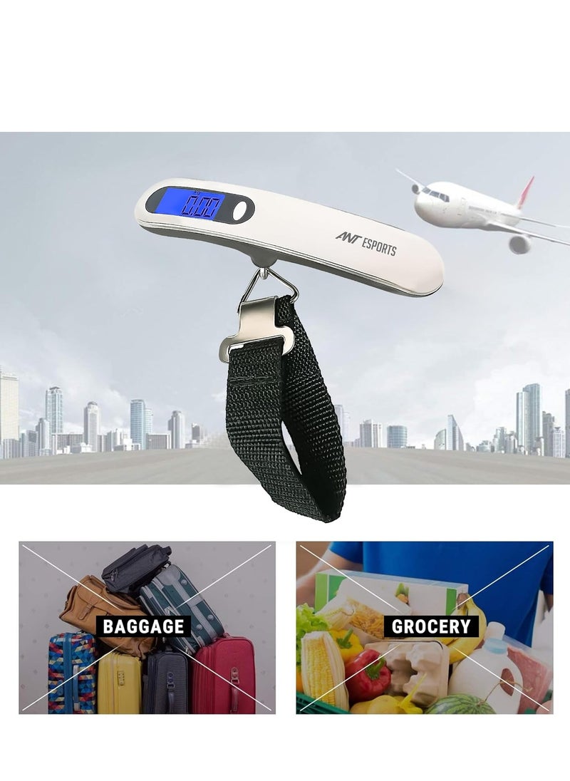 ANT Esports - AELS020 Portable Digital Weighing Scale | 50KG Maximum Capacity | Tare Function | Auto On/Off Feature | Overload Indicator | Low Battery Warning | LED Backlit Display | Durable Strap and Stainless Steel Hook | Versatile Weight Measurements - Image 1