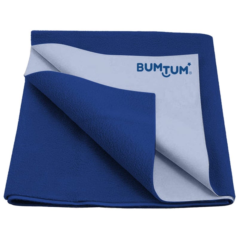 Bumtum Dry Sheet Instadry Leakproof Baby Bed Protector | Medium Size 100 * 70cm | Pack of 1 | Royal Blue, Polycotton - Image 1