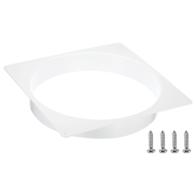 PATIKIL PATIKIL 12" Duct Connector Flange, Dryer Vent Wall Plate Square to Round Straight Ducting Plate for Air Heating Cooling Ventilation Exhaust Fan, White  - Image 1