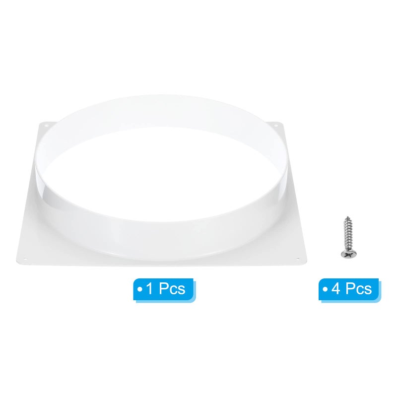 PATIKIL PATIKIL 12" Duct Connector Flange, Dryer Vent Wall Plate Square to Round Straight Ducting Plate for Air Heating Cooling Ventilation Exhaust Fan, White  - Image 3