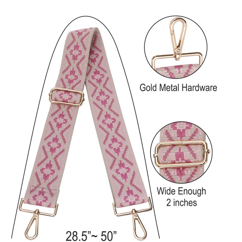 GINJKGO Purse Straps Replacement Crossbody - Crossbody Straps for Purses, Wide Shoulder Strap for Handbags Pink Style (Wide:2'''')Medium - Image 3