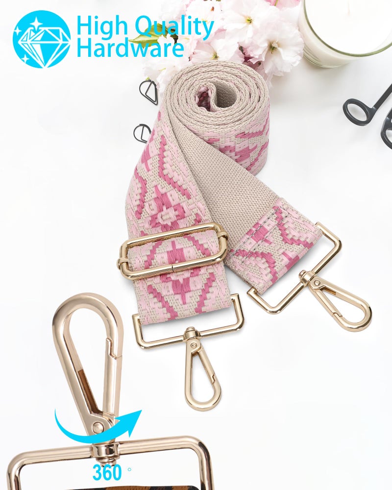 GINJKGO Purse Straps Replacement Crossbody - Crossbody Straps for Purses, Wide Shoulder Strap for Handbags Pink Style (Wide:2'''')Medium - Image 2