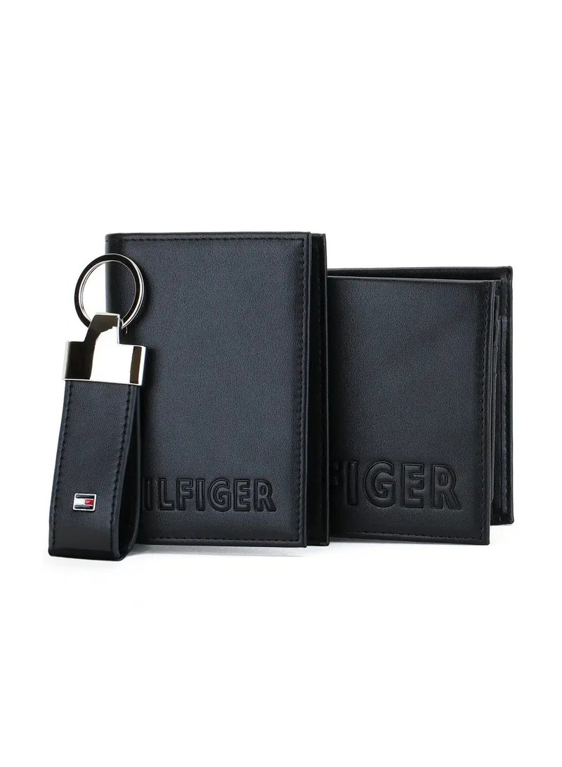 Tommy Hilfiger Plus Tommy Hilfiger Set Wallet - Keychain - Card Holder Black Men - Leather - Image 1