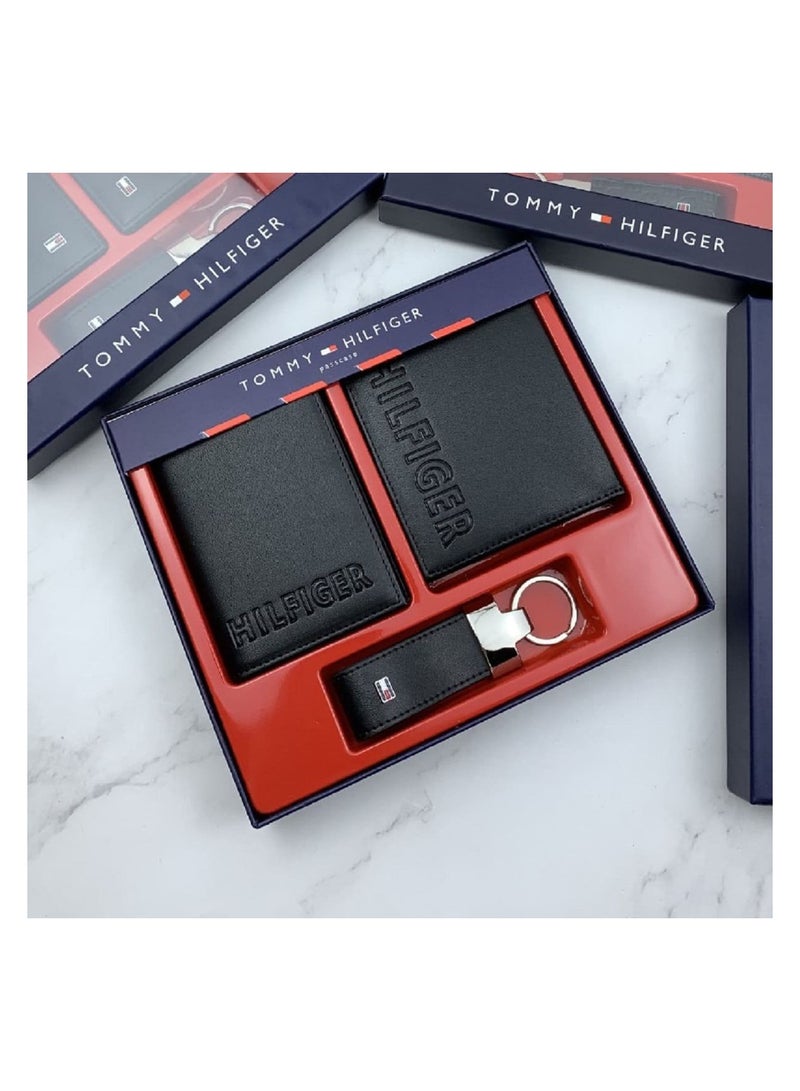 Tommy Hilfiger Plus Tommy Hilfiger Set Wallet - Keychain - Card Holder Black Men - Leather - Image 3