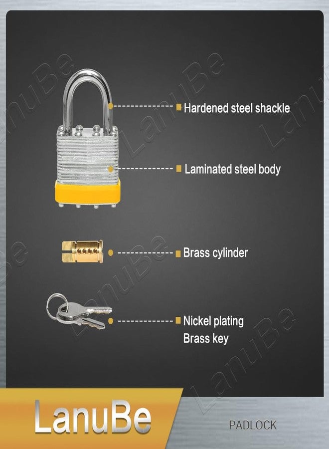 LanuBe Lock Laminated keyed Padlock (1-9/16", 40mm), keyed Alike Locks, Normal Shackle,Marked Yellow Plastic Hoop, Pack of 2 - Image 5