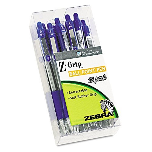 Zebra 22220 Z-Grip Retractable Ballpoint Pen, Blue Ink, Medium, Dozen - Image 2