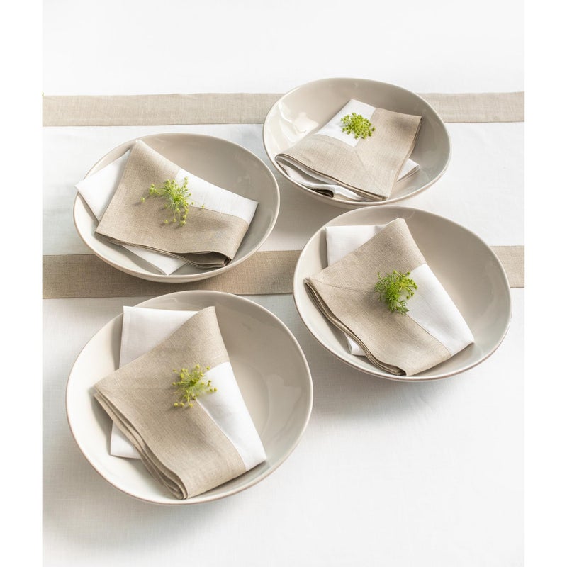 Solino Home Solino Home Linen Dinner Napkins 20 x 20 Inch - 100% Pure Linen Natural and White Cloth Napkins Set of 4 - Contempo  Handcrafted and Machine Washable  - Image 5