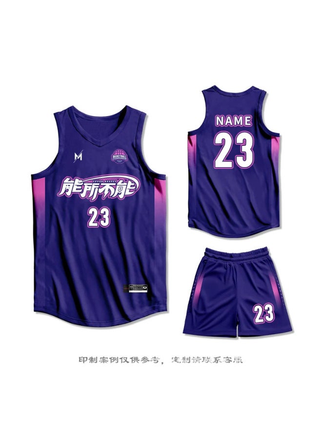 American Basketball Uniform Set for Men and Women Adult Training and Game Jersey Team Vest with Printed Number