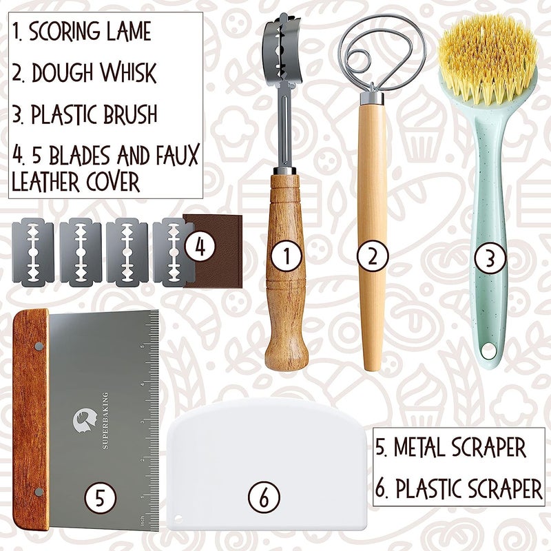 Superbaking Banneton Bread Proofing Basket Set, Oval 10" Sourdough Proofing Basket for Bread Making Tools Supplies, Bread Baking Supplies, Artisan Bread Kit, Gifts for Bakers - Image 3