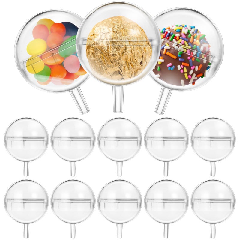 DOITOOL Clear Acrylic Chocolate Holder Ball 100Pcs Plastic Round Candy Holders for Bouquet Packaging Valentine S Day Party Favor Supports 1.96X1.57X1.57 Inch Chocolate Ball Display - Image 1