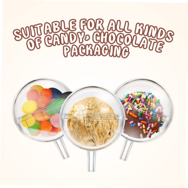 DOITOOL Clear Acrylic Chocolate Holder Ball 100Pcs Plastic Round Candy Holders for Bouquet Packaging Valentine S Day Party Favor Supports 1.96X1.57X1.57 Inch Chocolate Ball Display - Image 3