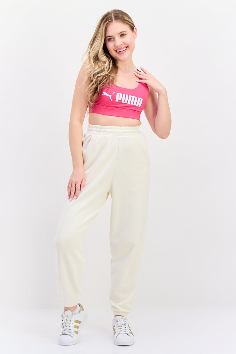 PUMA حمالة صدر رياضية للنساء مع حشوة بشعار العلامة التجارية، وردي - Image 2