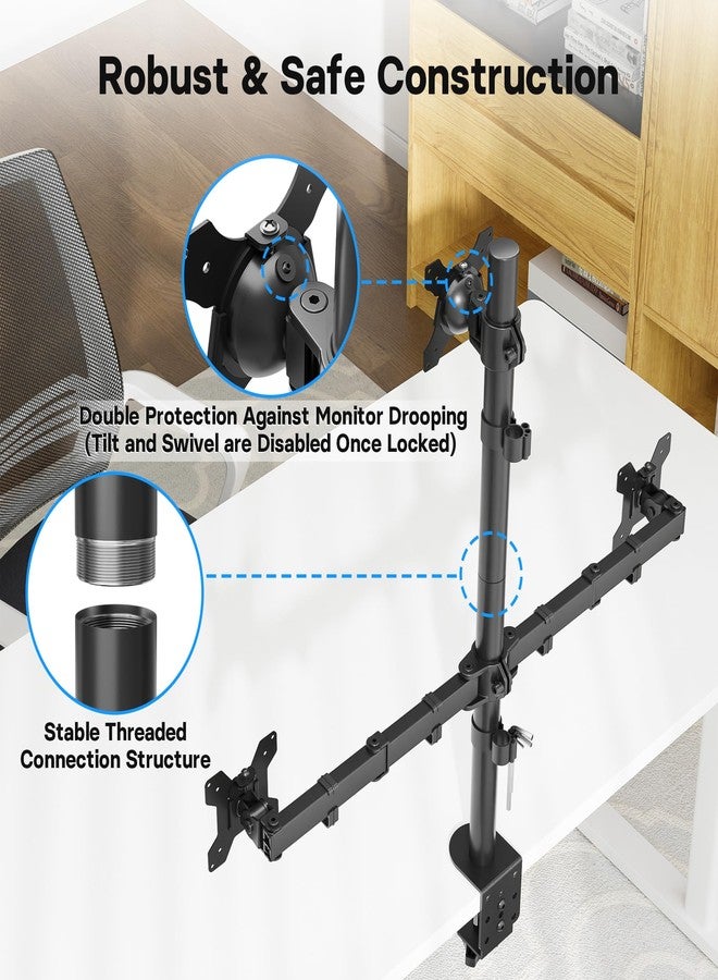 Bontec Monitor Halterung 3 Monitore, Höhenverstellbar, 360° Drehbar, Für 27-32 Zoll Monitore, Max. 30kg Pro Arm, Zwei Installationsoptionen, Für Büro und Gaming, VESA 75x75/100x100mm - Image 2