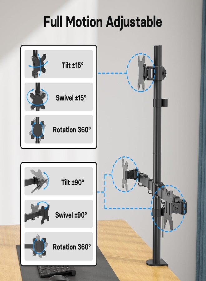 Bontec Monitor Halterung 3 Monitore, Höhenverstellbar, 360° Drehbar, Für 27-32 Zoll Monitore, Max. 30kg Pro Arm, Zwei Installationsoptionen, Für Büro und Gaming, VESA 75x75/100x100mm - Image 4