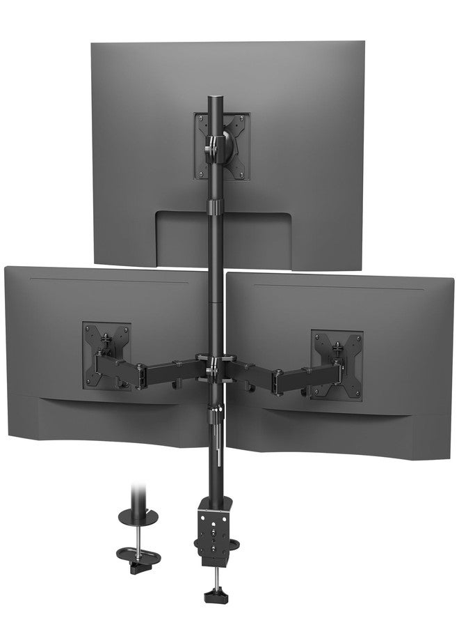 Bontec Monitor Halterung 3 Monitore, Höhenverstellbar, 360° Drehbar, Für 27-32 Zoll Monitore, Max. 30kg Pro Arm, Zwei Installationsoptionen, Für Büro und Gaming, VESA 75x75/100x100mm - Image 1