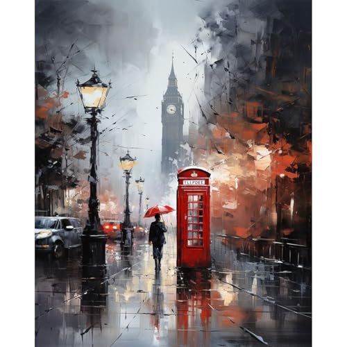 Fountor Paint by Numbers Kit for Adults Beginner London City View Street Scenery Adult Paint by Number Kits on Canvas without Frame Big Ben Acrylic Oil Paint by Numbers for Home Decor Gift 16 W x 20L - Image 1