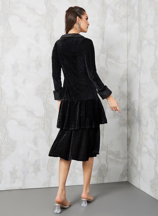 Styli Tiered Velvet Dress  - Image 4