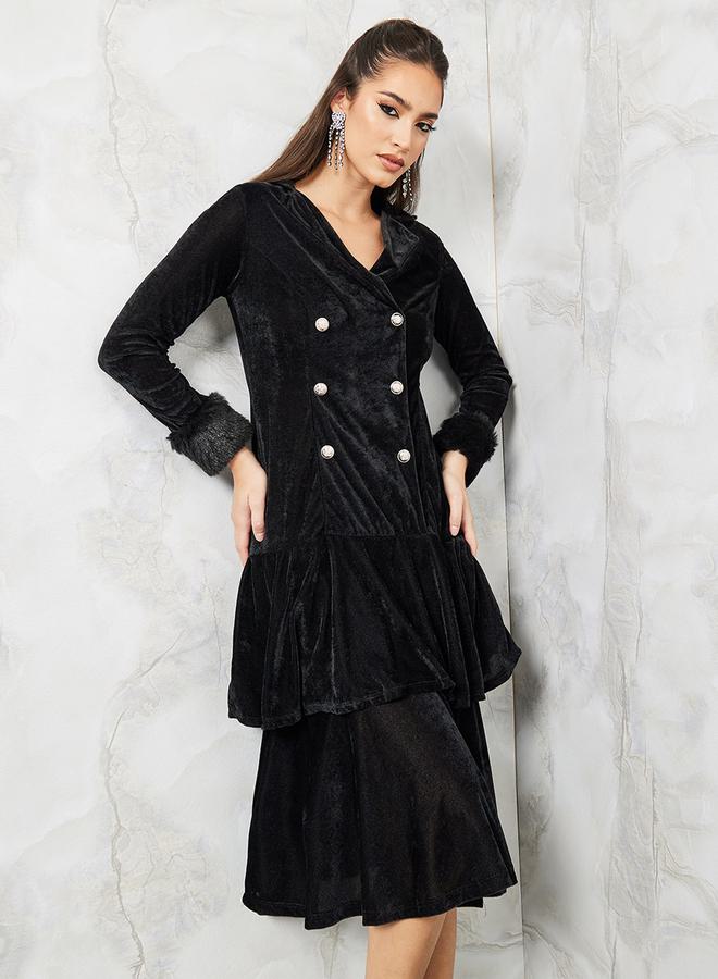 Styli Tiered Velvet Dress  - Image 2