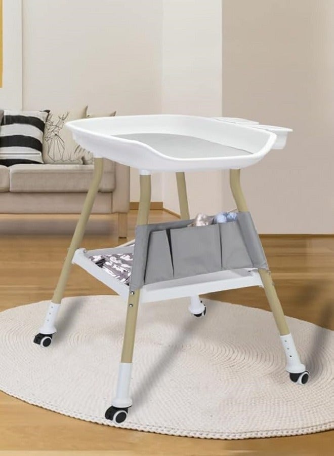 Baby Changing Table Dresser Diaper Station with Adjustable Height Top Changing Table with Nursery Organizer and Large Storage Rack for Newborn Baby and Infant  - Image 3