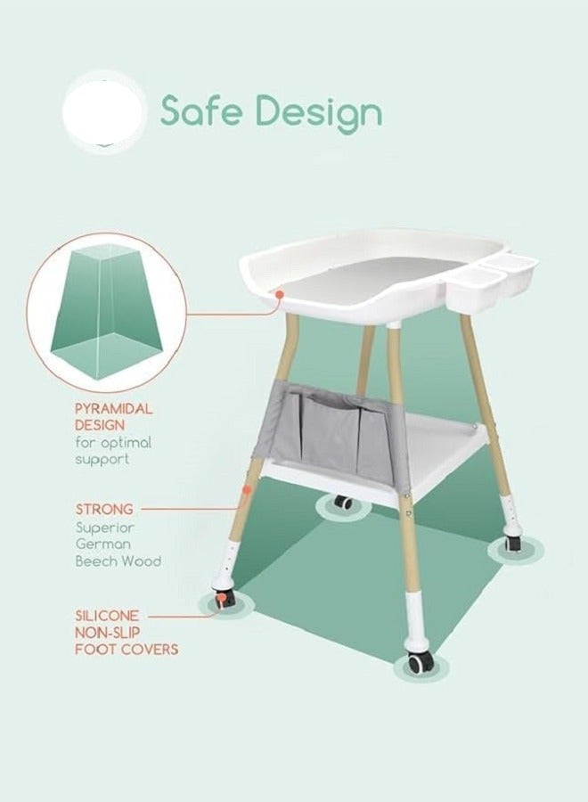 Baby Changing Table Dresser Diaper Station with Adjustable Height Top Changing Table with Nursery Organizer and Large Storage Rack for Newborn Baby and Infant  - Image 4