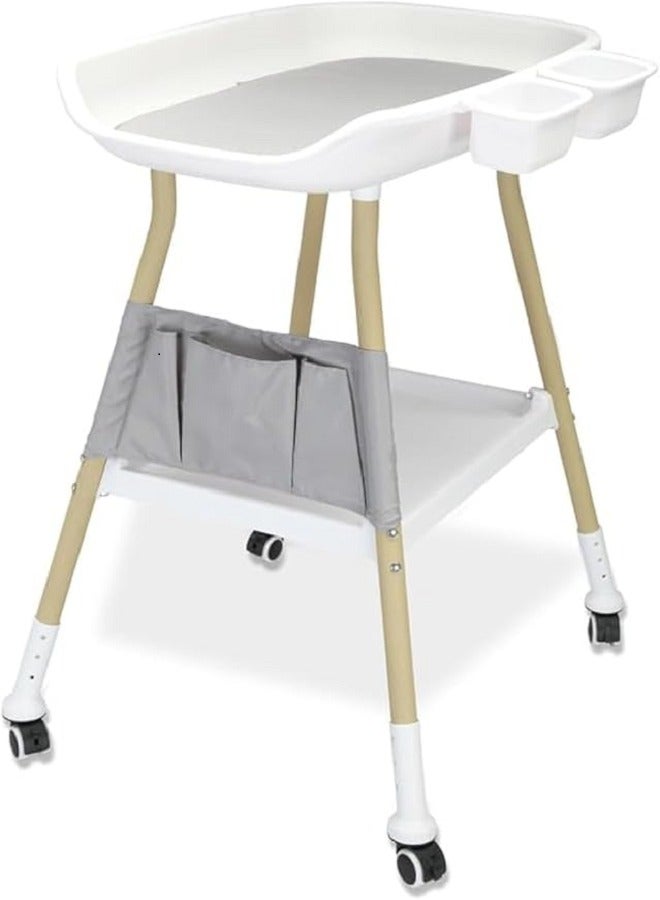 Baby Changing Table Dresser Diaper Station with Adjustable Height Top Changing Table with Nursery Organizer and Large Storage Rack for Newborn Baby and Infant  - Image 2