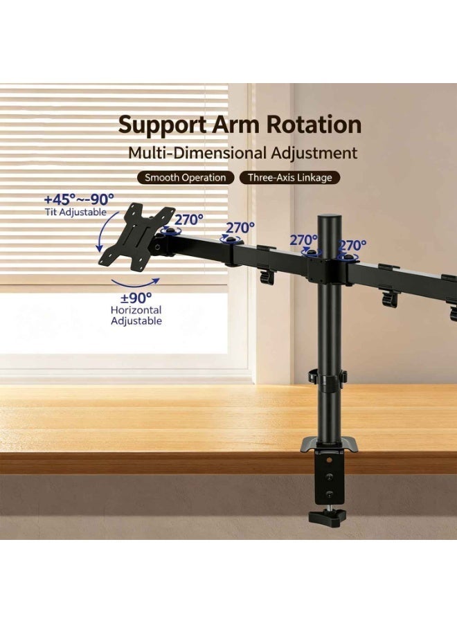 Dual Monitor Arm, Heavy Duty Adjustable Monitor Stand with C-Clamp & Grommet Base, Swivel & Tilt Desk Mount for Up to 32 Inch Ultrawide Gaming Monitors, Home,Office - Image 5