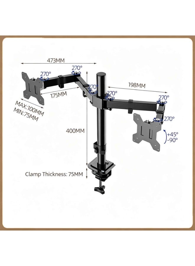 Dual Monitor Arm, Heavy Duty Adjustable Monitor Stand with C-Clamp & Grommet Base, Swivel & Tilt Desk Mount for Up to 32 Inch Ultrawide Gaming Monitors, Home,Office - Image 3