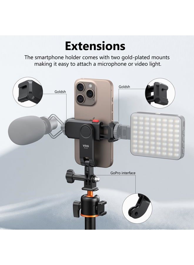 VRIG Phone Holder/Hot Shoe Mount Adapter Kit Compatible with Action Camera GoPro Hero 11 10 9 8 7 6 5, DJI OSMO Action/Action 2, iPhone13 Pro Max, Samsung, Attaching on DSLR Camera or Ring Light - Image 2