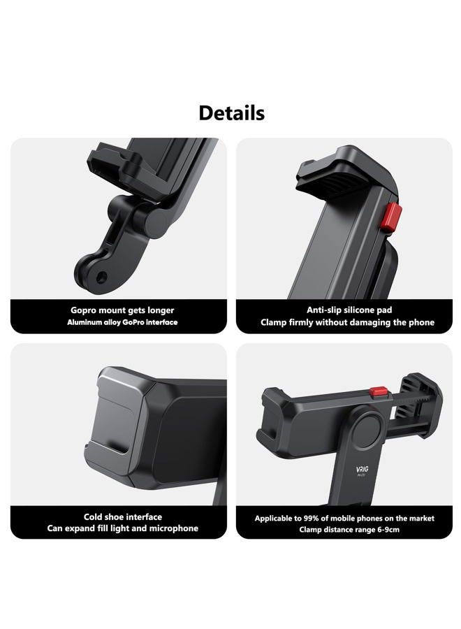 VRIG Phone Holder/Hot Shoe Mount Adapter Kit Compatible with Action Camera GoPro Hero 11 10 9 8 7 6 5, DJI OSMO Action/Action 2, iPhone13 Pro Max, Samsung, Attaching on DSLR Camera or Ring Light - Image 3