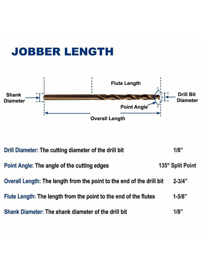 Drill Hulk 1/8-Inch Cobalt Steel M35 Jobber Length Twist Bits for Hard Metal, Stainless Steel, Pack of 12 - Image 3