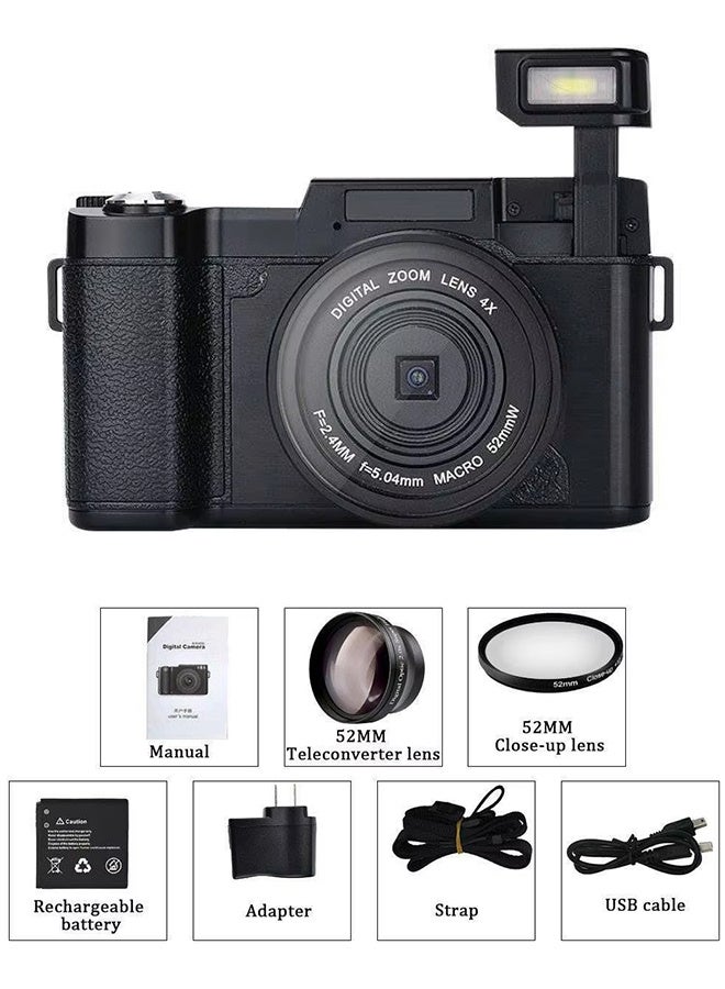 Generic 4K Digital Camera for Photography, 48MP 180° Flip Screen 3 Autofocus Vlogging Camera for YouTube, 16X Zoom Compact Point and Shoot Cameras for Beginner with 128GB Card, 2 Batteries - Image 4