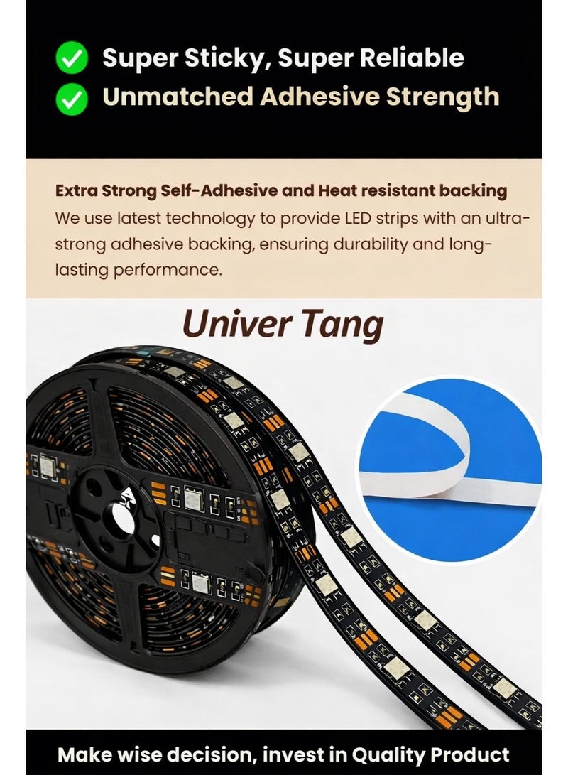 Univer Tang RGB LED Strip Lights for bedroom - Multicolor with Remote USB Powered, Waterproof, Perfect LED lights for Bedroom, TV, Desktop PC, Fish Tank Decoration. Wall Strip Lights, Multicolour 2M - Image 5