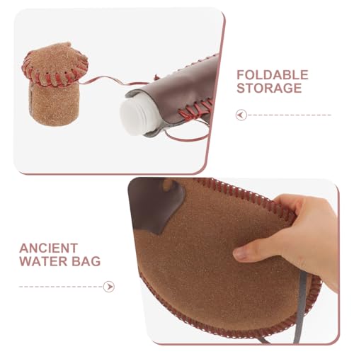 Alipis Ancient Leather Water Bag Bota Bag Wine Storage with Strap, Coffee, 12.20 X 7.67 X 0.98 Inches, Lightweight and Foldable for Outdoor Activities and Decoration - Image 3
