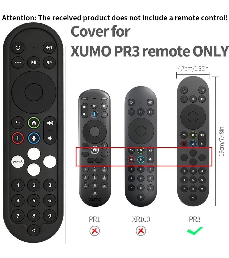 غطاء حماية سيليكون لجهاز التحكم عن بعد لصندوق البث Xumo PR3 HD إصدار 2025 أسود مضاد للغبار والصدمات (جهاز التحكم عن بعد غير متضمن) - Image 3