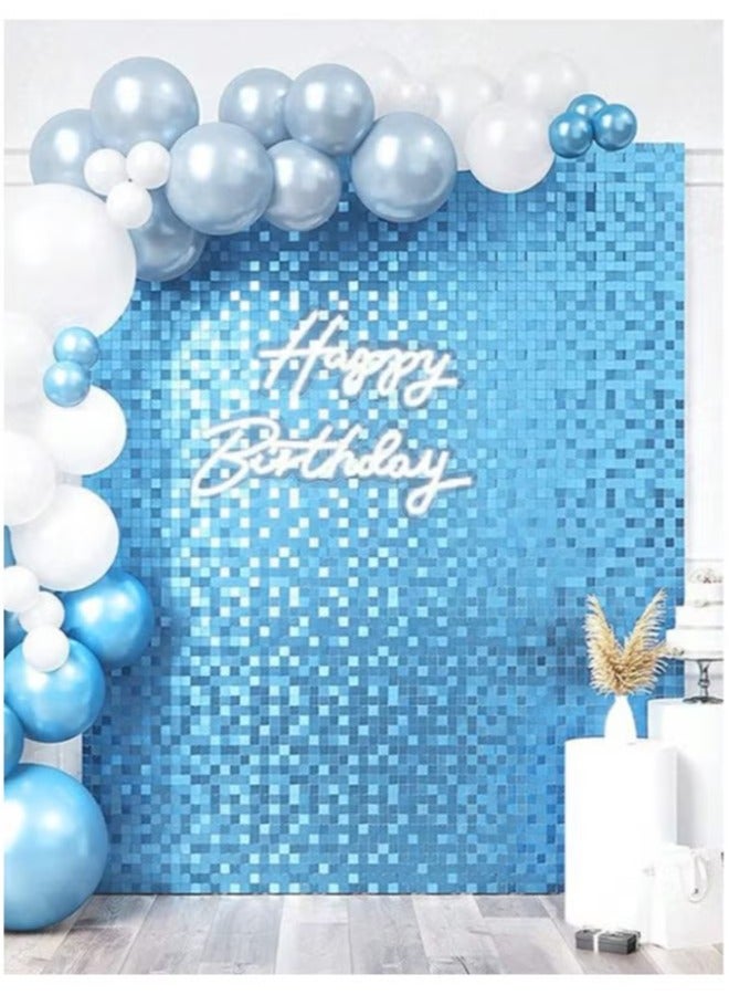 Blue Foil Backdrop 2m Length 1m Width Glitter Foil Backdrop for Wedding Birthday Baby Shower Party Decoration - Image 1