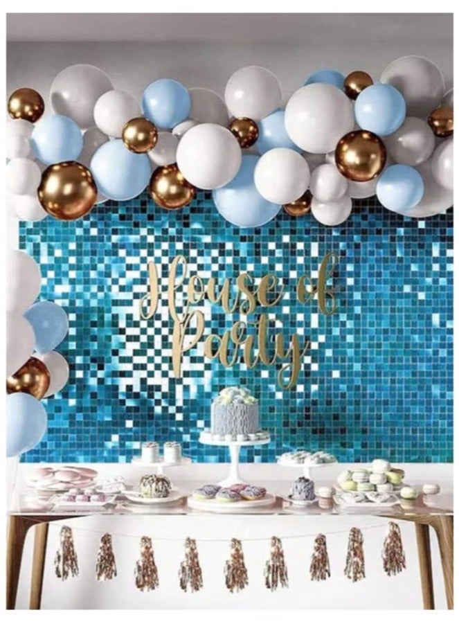 Blue Foil Backdrop 2m Length 1m Width Glitter Foil Backdrop for Wedding Birthday Baby Shower Party Decoration - Image 2