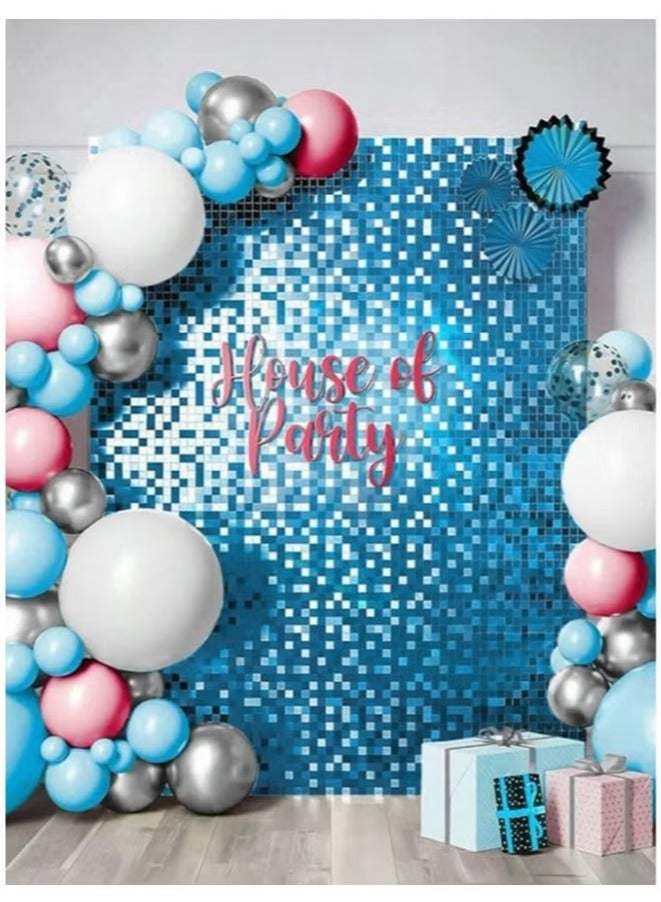 Blue Foil Backdrop 2m Length 1m Width Glitter Foil Backdrop for Wedding Birthday Baby Shower Party Decoration - Image 3