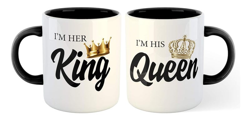 KALIDHAR أنا ملكها وهي ملكي كوب قهوة أفضل هدية ليوم الحب للزوجة الزوج الصديقة الصديق ذكرى الزواج عيد الميلاد أسود - Image 1