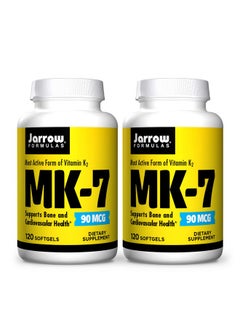 جارو فورملاز Jarrow Formulas MK-7 90 mcg - 120 Softgels, Pack of 2 - منتج فيتامين K فائق الجودة لبناء عظام قوية - يدعم صحة القلب والأوعية الدموية - 240 وجبة إجمالية  - Image 1