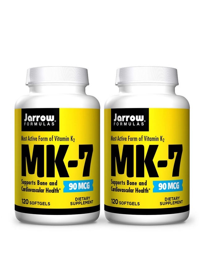 جارو فورملاز Jarrow Formulas MK-7 90 mcg - 120 Softgels, Pack of 2 - منتج فيتامين K فائق الجودة لبناء عظام قوية - يدعم صحة القلب والأوعية الدموية - 240 وجبة إجمالية  - Image 1