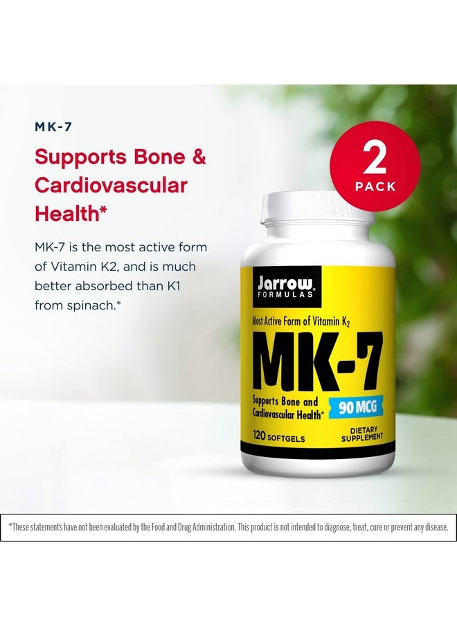 جارو فورملاز Jarrow Formulas MK-7 90 mcg - 120 Softgels, Pack of 2 - منتج فيتامين K فائق الجودة لبناء عظام قوية - يدعم صحة القلب والأوعية الدموية - 240 وجبة إجمالية  - Image 3
