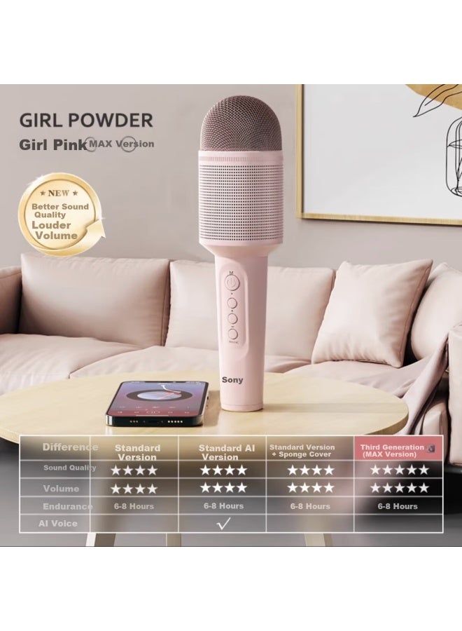 Soaiy Mc8max Wireless Karaoke Mobile Microphone, Singing Children's Karaoke Handheld Microphone Speaker All-in Wireless Bluetooth Home Outdoor Ktv Girl Pink - Image 1