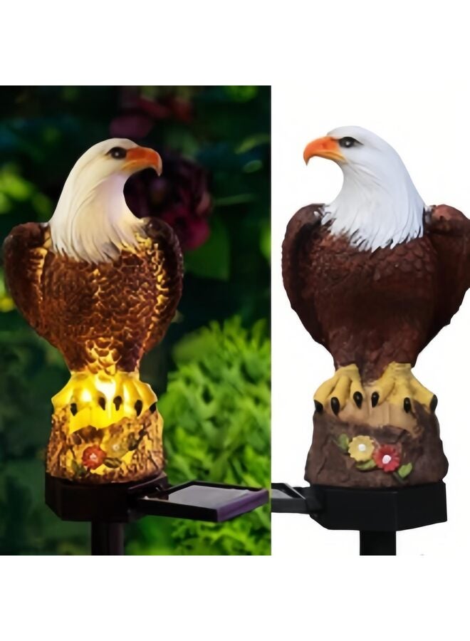 تمثال نسر للحديقة يعمل بالطاقة الشمسية، أضواء نسر شمسية، إضاءة خارجية زخرفية ساطعة، تمثال نسر للحديقة، العشب، الفناء، ديكور الفناء - Image 3