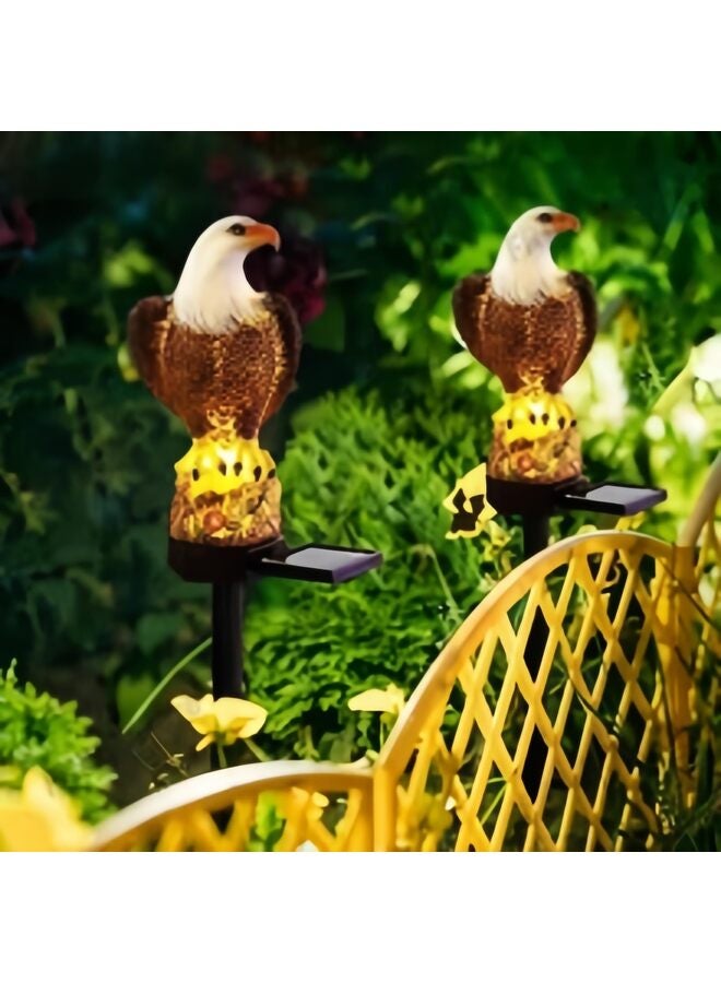 تمثال نسر للحديقة يعمل بالطاقة الشمسية، أضواء نسر شمسية، إضاءة خارجية زخرفية ساطعة، تمثال نسر للحديقة، العشب، الفناء، ديكور الفناء - Image 4