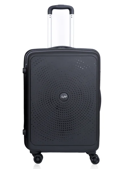 Skybags ZAP Checked Luggage Trolley| Hardcase Polypropylene Material| 3-Digit Combination Lock | 360° Degree Wheel Rotation| Madium-24 Inch- Black