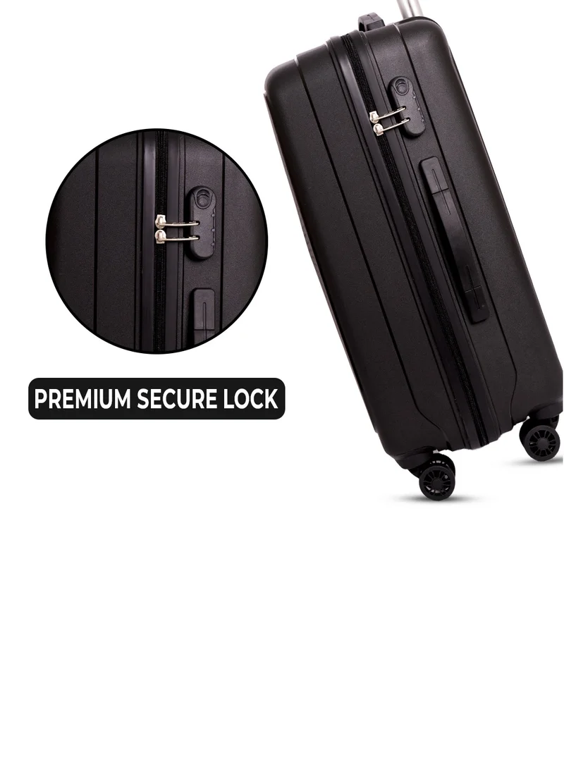 Skybags ZAP Checked Luggage Trolley| Hardcase Polypropylene Material| 3-Digit Combination Lock | 360° Degree Wheel Rotation| Madium-24 Inch- Black