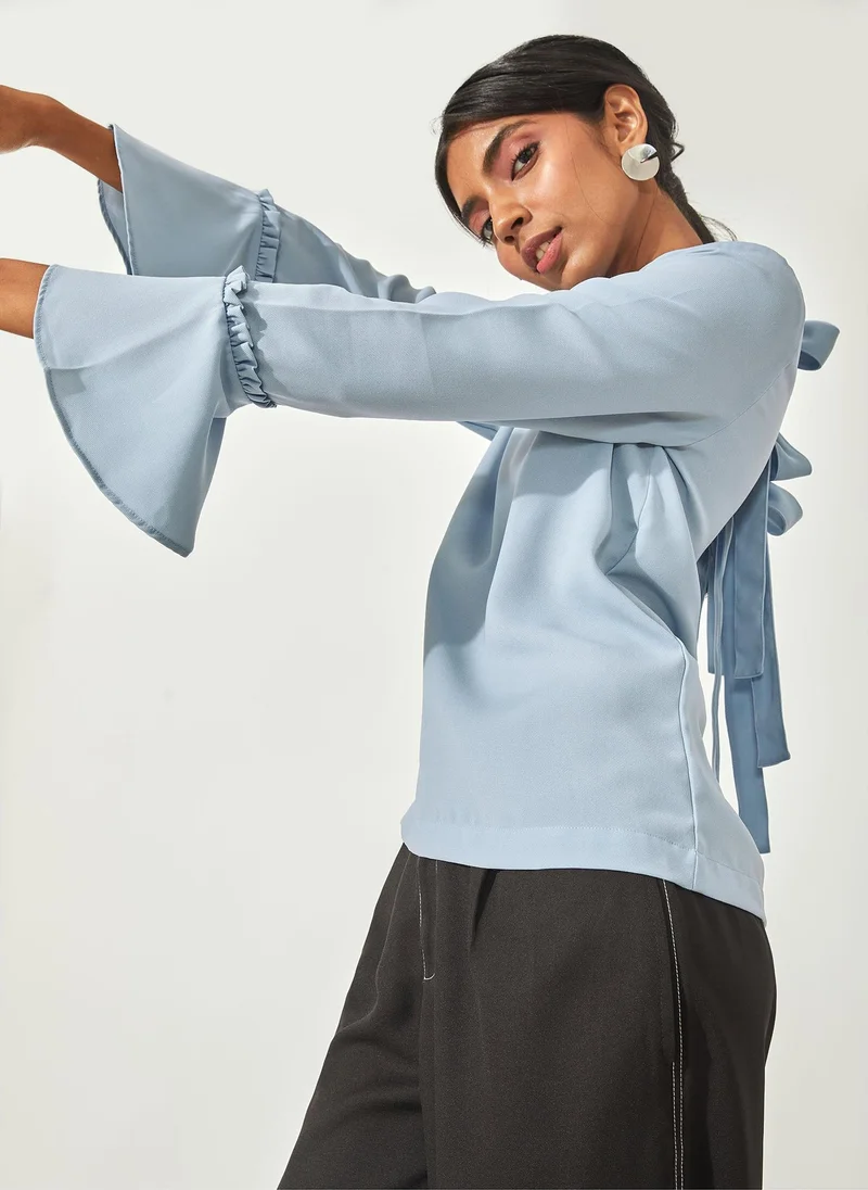 The Label Life Triple Back-Tie Bow Top
