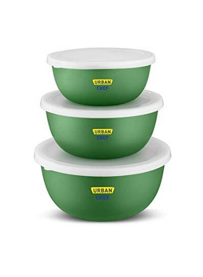 URBAN CHEF Microwave Safe Bowl Set | 1 Year Warranty | Kitchen Accessories Items for Home, Serving Bowl, Microwave Bowl Set, Steel Bowl, Set of 3-500ml, 800ml,1250ml (Green) - Image 2