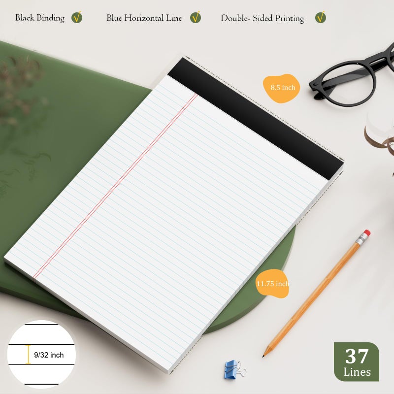 AILZFEI 12 Pack of Legal Pads 8.5 x 11.75 College Ruled Notebook White Paper Note Pad Narrow Ruled 30 Sheets Notepads Perforated Writing Pad Clear Print 8x11 Legal Pads Pads of Paper - Image 2